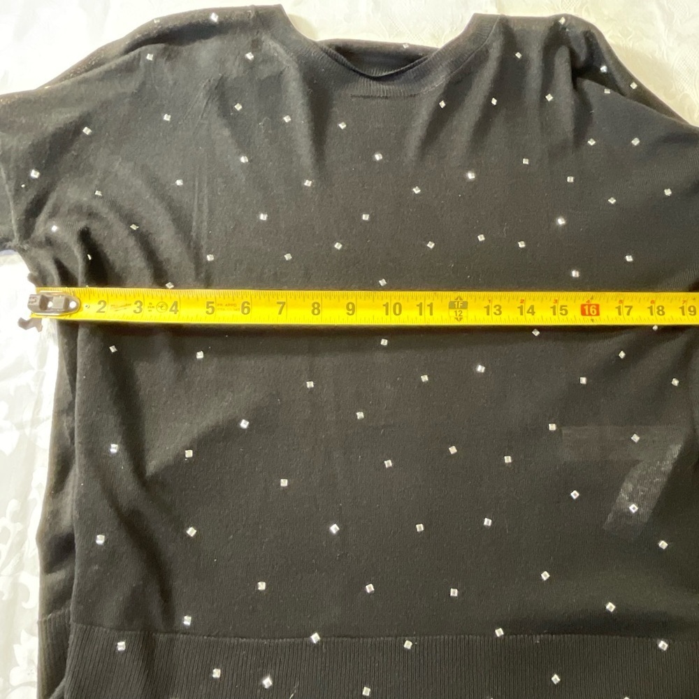 Zara Black Sweater Rhinestones Long Sleeves Pullover Blended Knit Size Medium - Picture 6 of 10